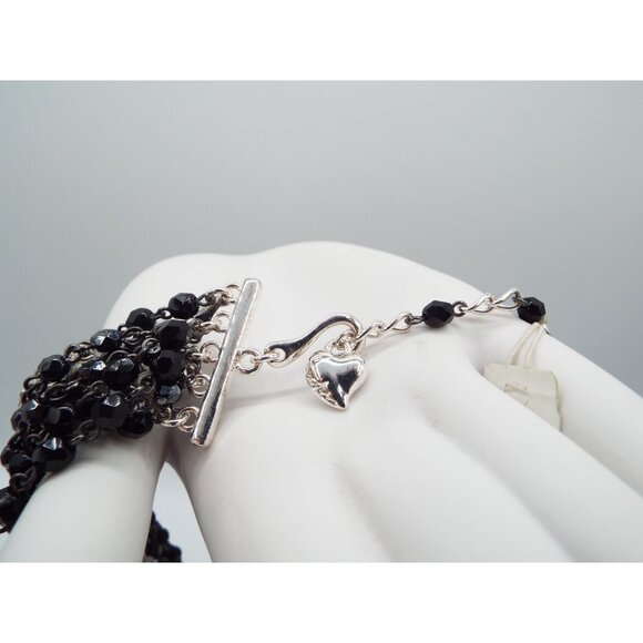 Vintage Carolee Black and Clear Multistrand Beaded Choker Necklace - Picture 7 of 11